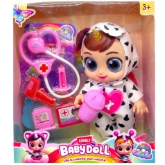 Кукла резиновая "Cry Baby" высота 25 см (говорит, смеется, плачет, съемная одежда, подвижные конечности, бутылочка, пустышка, аксессуары) БЕЛАЯ