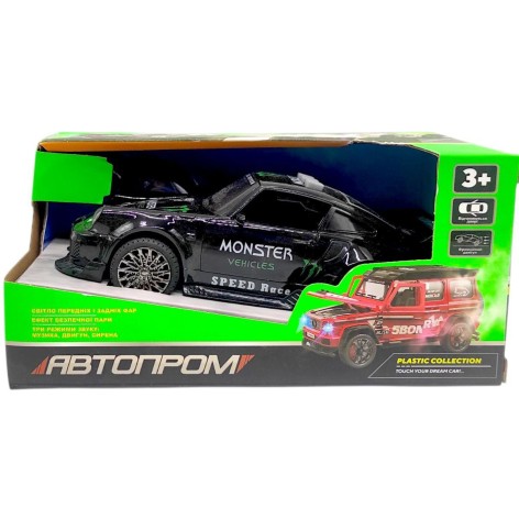 Машина пластиковая "АВТОПРОМ, PORSCHE", ЧЕРНЫЙ (коробка - 19х9х9 см)