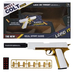 Пистолет "Colt M1911" с патронами, бело-золотой