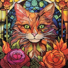 Алмазная мозаика "Кот с изумрудными глазами" 30х30 см