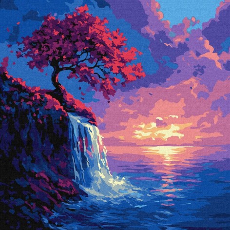 Картина по номерам "Сакура в потоке" 40х40 см