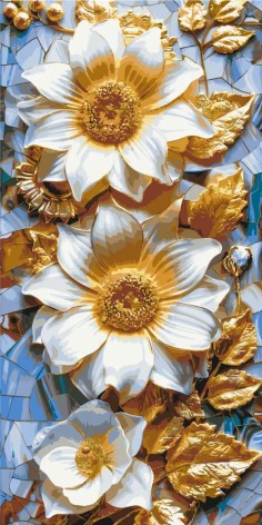 Картина по номерам Благородные цветы. С красками металлик 40*80 см. Оригами LW 5103