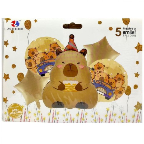 Шары фольгированные набор "Капибара" 5шт