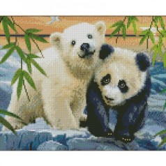 Алмазная мозаика "Два медведя" 30х40 см