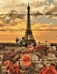 Картина по номерам на дереве "Закат в Париже"