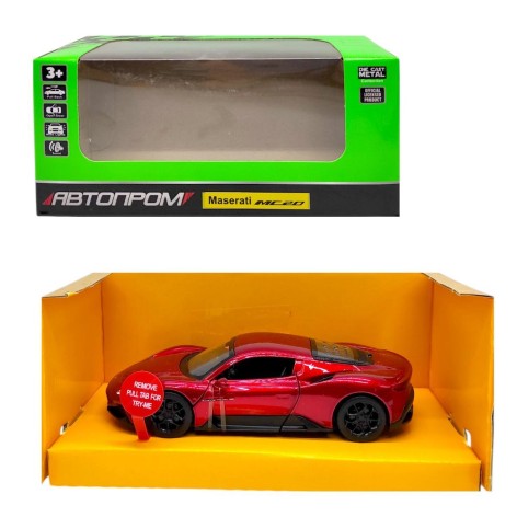 Машинка металлическая "АВТОПРОМ, 1:33 Maserati MC20" (КРАСНАЯ) коробка - 18х8х9 см