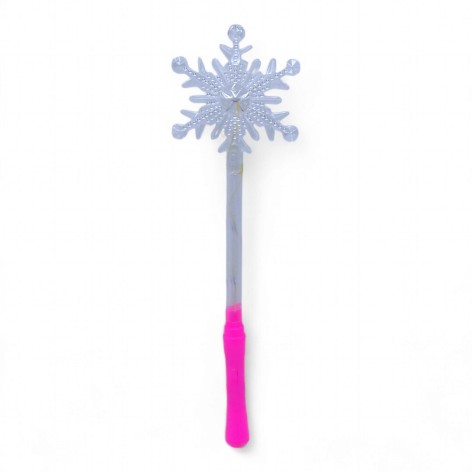 Волшебная палочка "Снежинка" (38 см), прозрачная с розовой ручкой