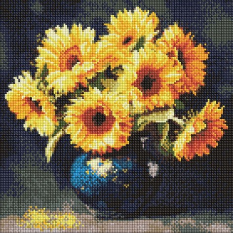 Алмазная мозаика "Подсолнух в темноте" 40х50см