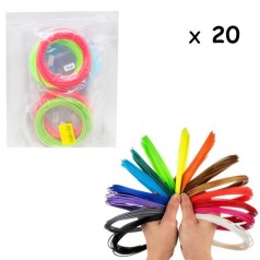 [EL-3D Pen 10meters] Комплект пластика для электронной 3D ручки (PLA) 20 цветов по 10 метров (уп.20шт)