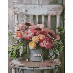 Алмазна мозаїка "Квіти на стільці" 30х40 см
