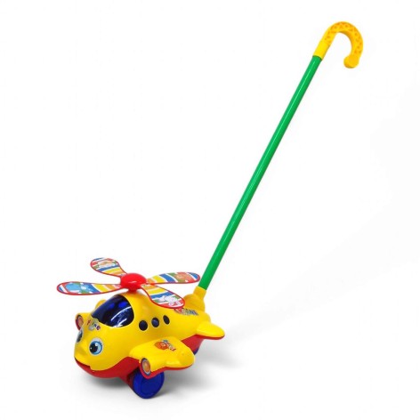 Каталка Вертоліт  на паличці, з дзвіночком (жовтий)
