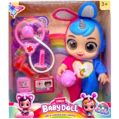 Кукла резиновая "Cry Baby" высота 25 см (говорит, смеется, плачет, съемная одежда, подвижные конечности, бутылочка, пустышка, аксессуары) РОЗОВО-СИНЯЯ