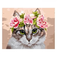 Картина по номера "Кот в веночке"