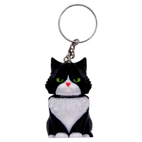 Брелок 3d печать "КОТИК С пружиной" (черный), KEYCHAIN