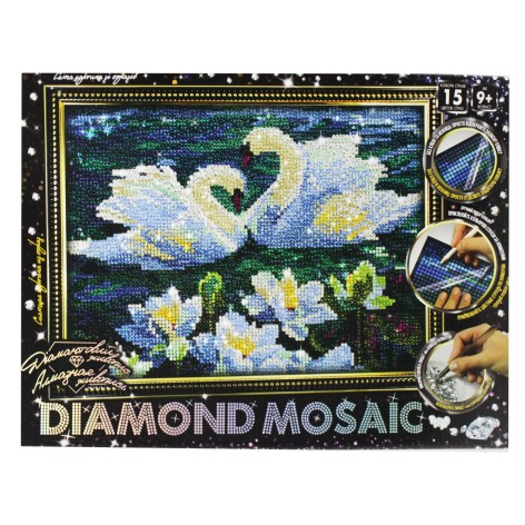 Алмазна живопис "DIAMOND MOSAIC. Лебеді"