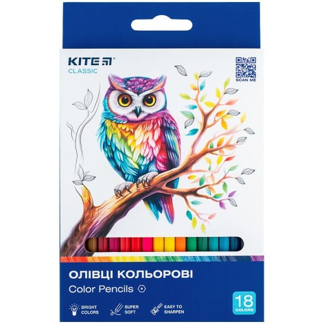 Карандаши цветные, 18 шт. Kite Classic