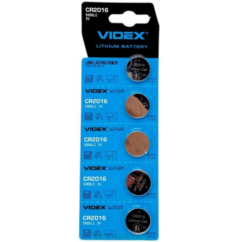 Батарейка Videx "таблетка" (5 шт на планшетке)