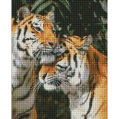Алмазная мозаика "Искренняя тигриная любовь" 40х50см