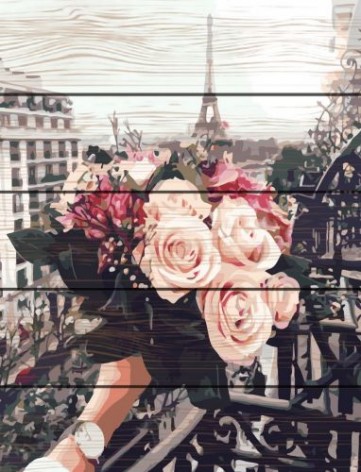 Картина за номерами на дереві "Троянди в Парижі"