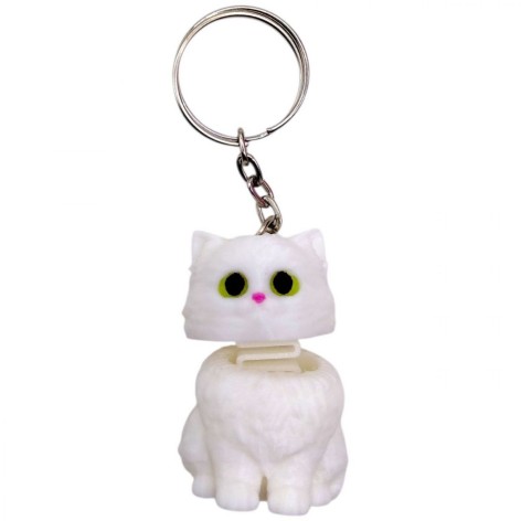 Брелок 3d печать "КОТИК С пружиной" (Белый), KEYCHAIN