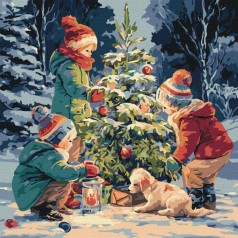 Картина по номерам - "Елка дружбы" ©art_selena_ua, 40х40см