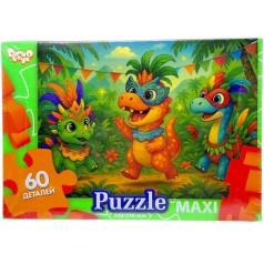 МАКСИ ПАЗЛЫ на 60 ЭЛЕМЕНТОВ (тропические динозавры)