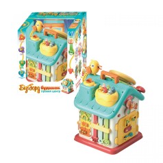 Дом бизиборд, ОСВУЧЕНИЕ УКРАИНСКИМ ЯЗЫКОМ, 15 сказок, 15 песен, 10 скороговорок, руль, застежки, замки, "Накорми птичку", в коробке