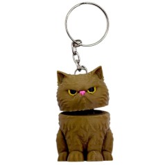 Брелок 3d печать "КОТИК С пружиной" (коричневый), KEYCHAIN