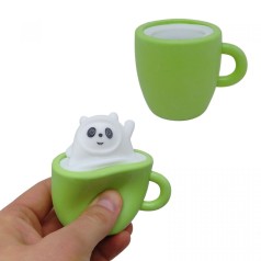 Игрушка-антистресс "Панда в чашке" (зеленый)