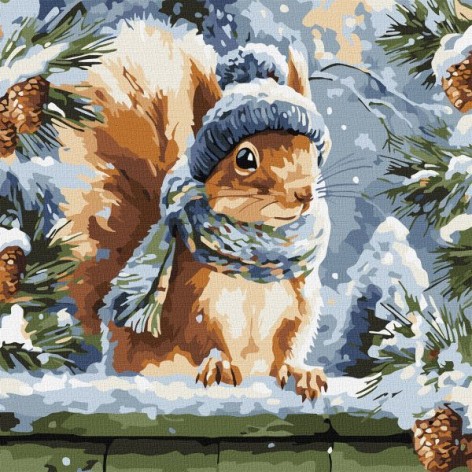 Картина по номерам - "Зимний бельчонок" ©art_selena_ua, 40х40см