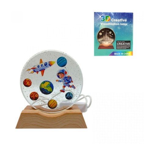 Ночник плоский стеклянный мальчик среди планет