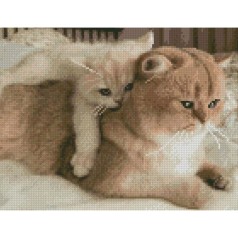 Алмазная мозаика "Мама с котиком" 30х40 см