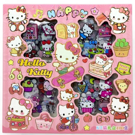 Наліпки, аніме "Hello Kitty" (100 аркушів 6х6 см з наліпками) вид 4