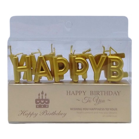 Свечи для торта "Happy Birthday" золото