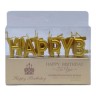 Свечи для торта "Happy Birthday" золото