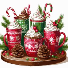 Картина по номерам "Зимние чашки" 30х30 см