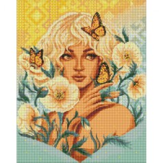 Алмазная мозаика "Девушка с бабочками" 40х50см