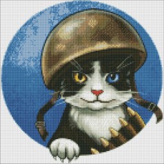 Алмазная мозаика "Воинственный котик" 40х40см