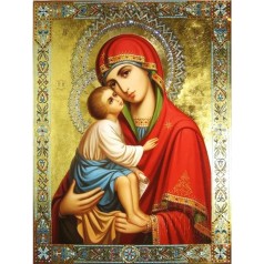 Алмазна мозаїка без підрамника "Донська ікона Божої Матері", 40х50