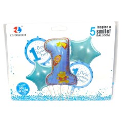 Кулі фольговані набір "First birthday-Boy" 5шт.=1шт*80см+4шт*45см (36129)