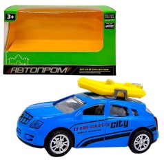 МАШИНА АВТОПРОМ С БОГАЖНИКОМ НА КРЫШЕ (металлическая) ГОЛУБАЯ