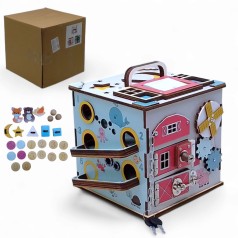 Деревянная игрушка "Бизикуб", с подсветкой, 23 см