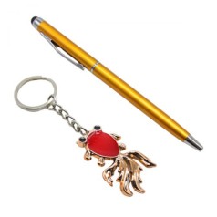 [BR472] Брелок з ручкою для смартфона в упаковці рибка з хвостиком лупоока