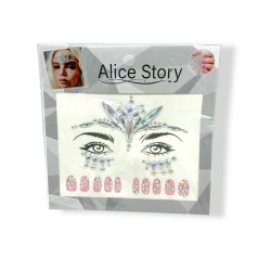 Наклейки-стразы для лица и ногтей (серебристый)