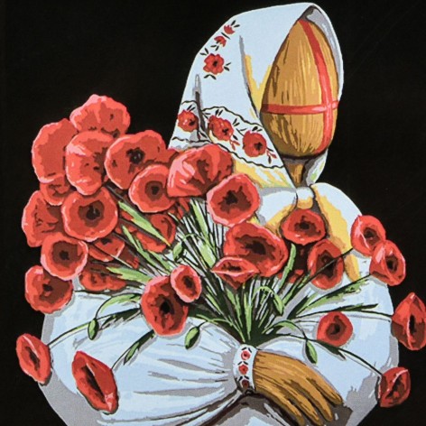 Картина по номерам на черном фоне "Маковия" 40х40 см