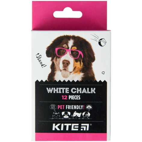 Мел белый круглый, 12 шт. Kite Dogs