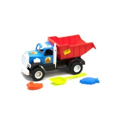 Вантажівка з лопаткою та формами для піску синій