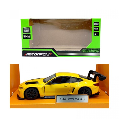 АВТОПРОМ 1:43 BMW M4 GT3 (ЖЕЛТАЯ) (кор.14*5х7*2х6*5 см.)