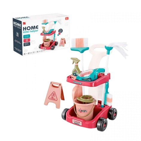 Тележка для уборки с ведром, пылесосом и аксесс.батар.кор.48*14*35 см.