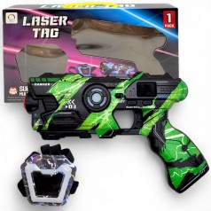 Пістолет "Laser Tag" (сенсорна мішень, набір на 1 гравця, електронне табло,  підсвічування, озвуч. англ. мовою) зелений